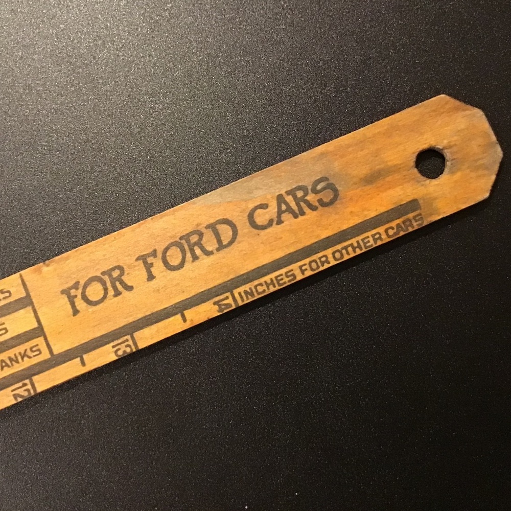 Vintage Ford Motor Car Gasoline Measuring Stick Antique Auto Gas Tank Wood Ruler